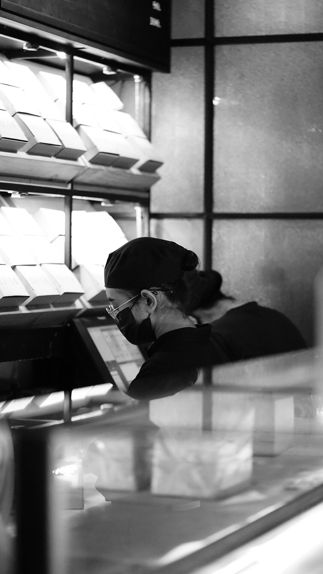 store security guard watching monitors